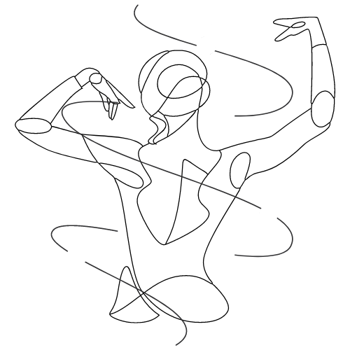 Gracefully Aligned Rolfing logo, a dancer with swirls