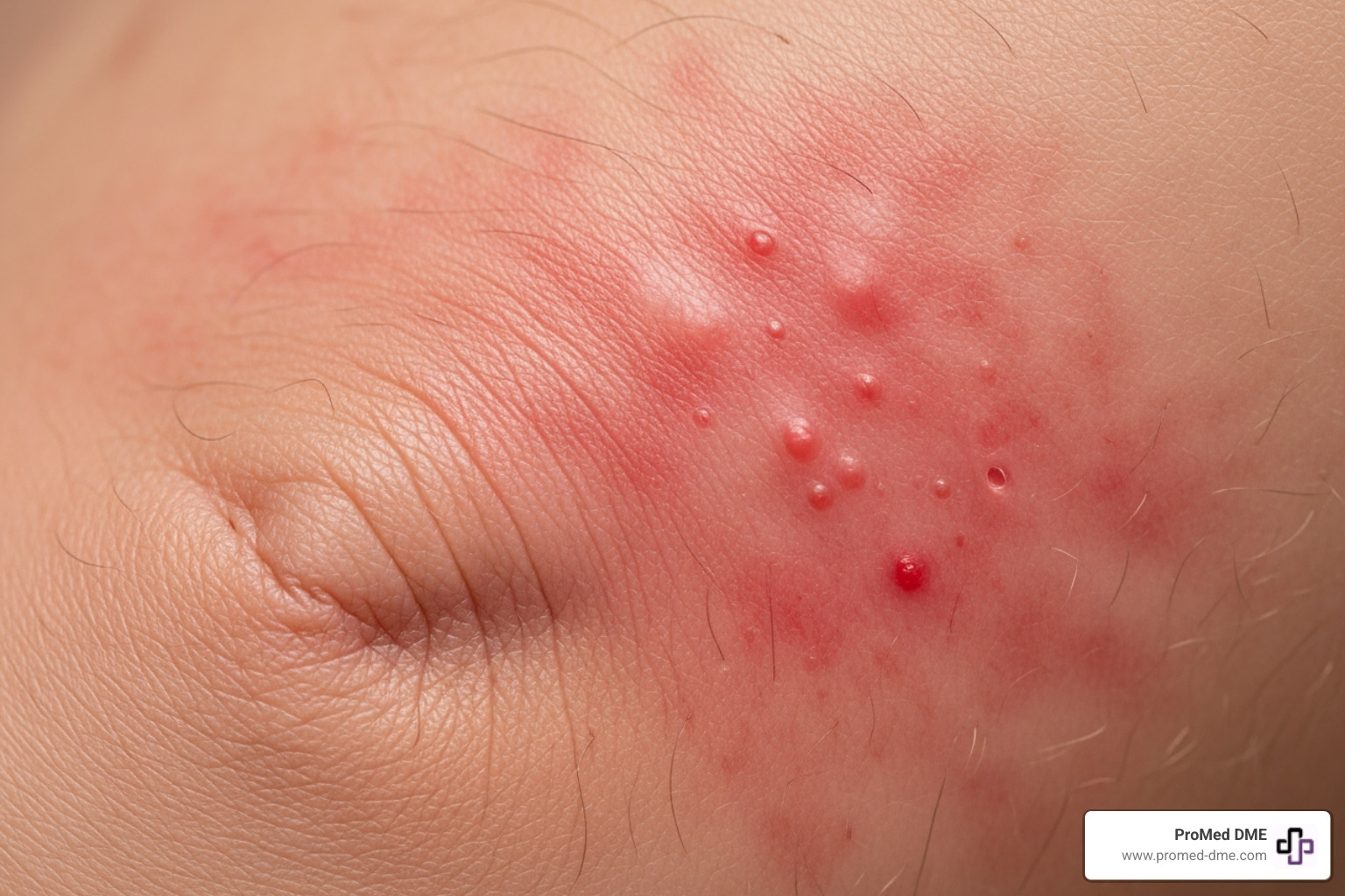Image of the different types of skin reactions (redness, eczema, rash) - Insulin pump skin irritation