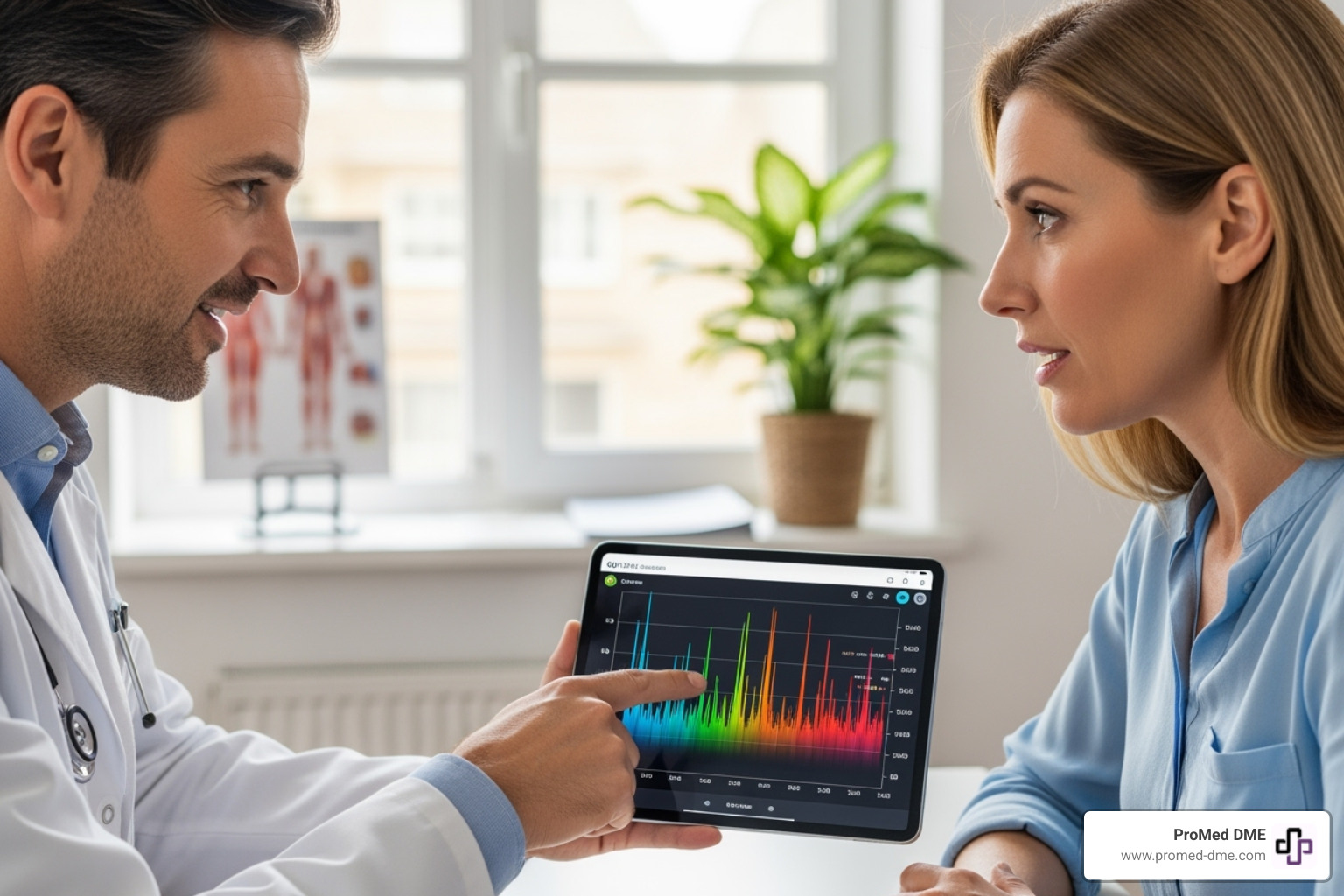 Doctor reviewing CGM data with a patient - CGM for type 2