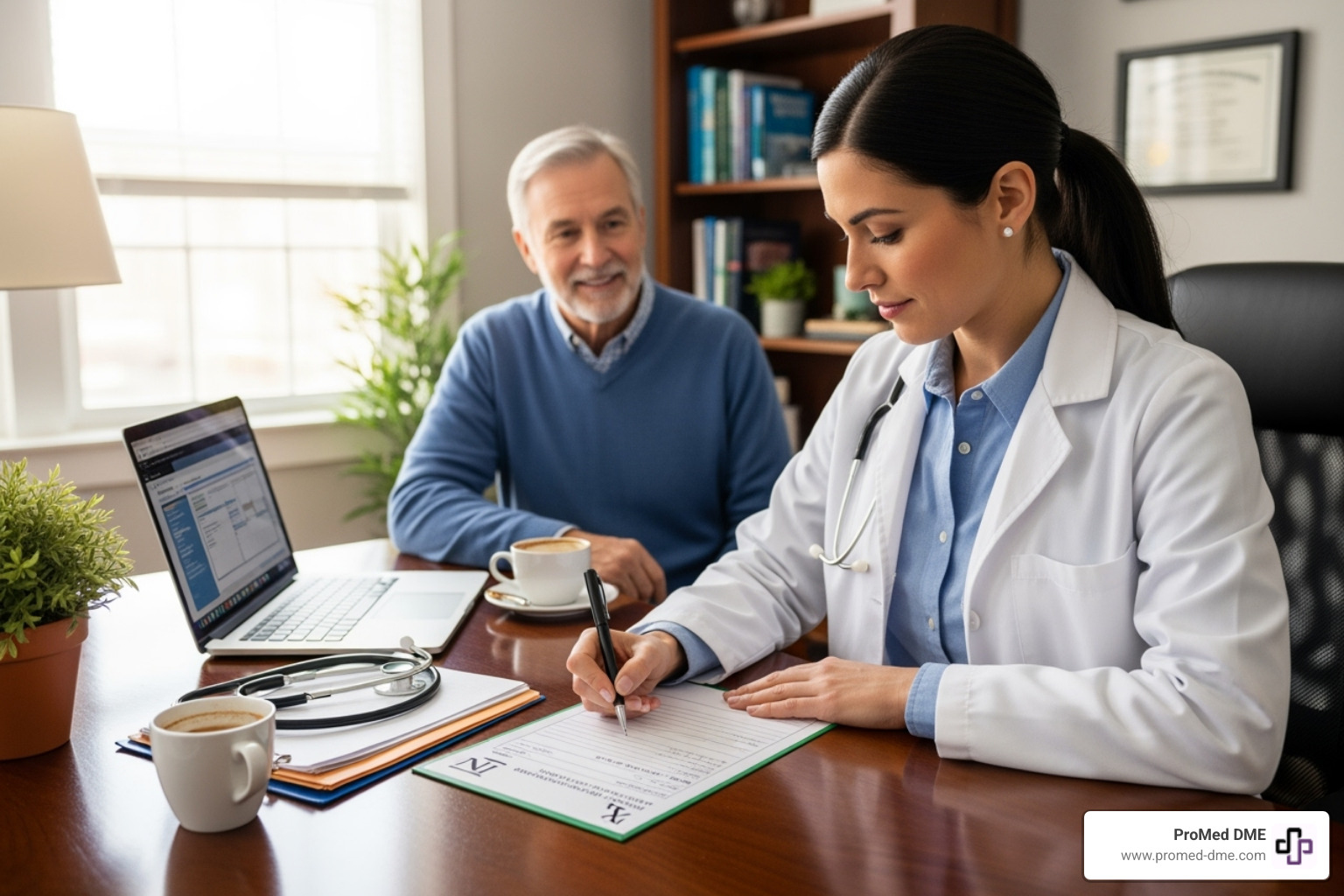 doctor writing a prescription for a patient - medicare wound care supplies