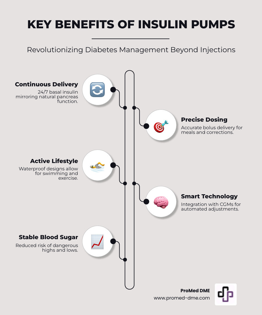 Comprehensive infographic showing insulin pump types, key features to consider, step-by-step online purchasing process, insurance coverage details, and comparison of tubeless vs tethered pump advantages - buy insulin pump online infographic infographic-line-5-steps-neat_beige