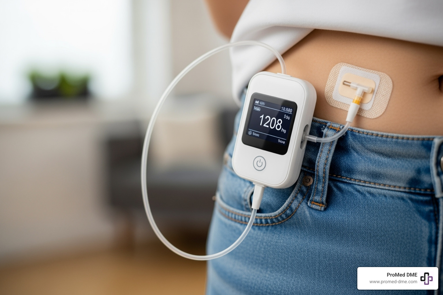 of a tethered insulin pump connected by tubing - buy insulin pump online