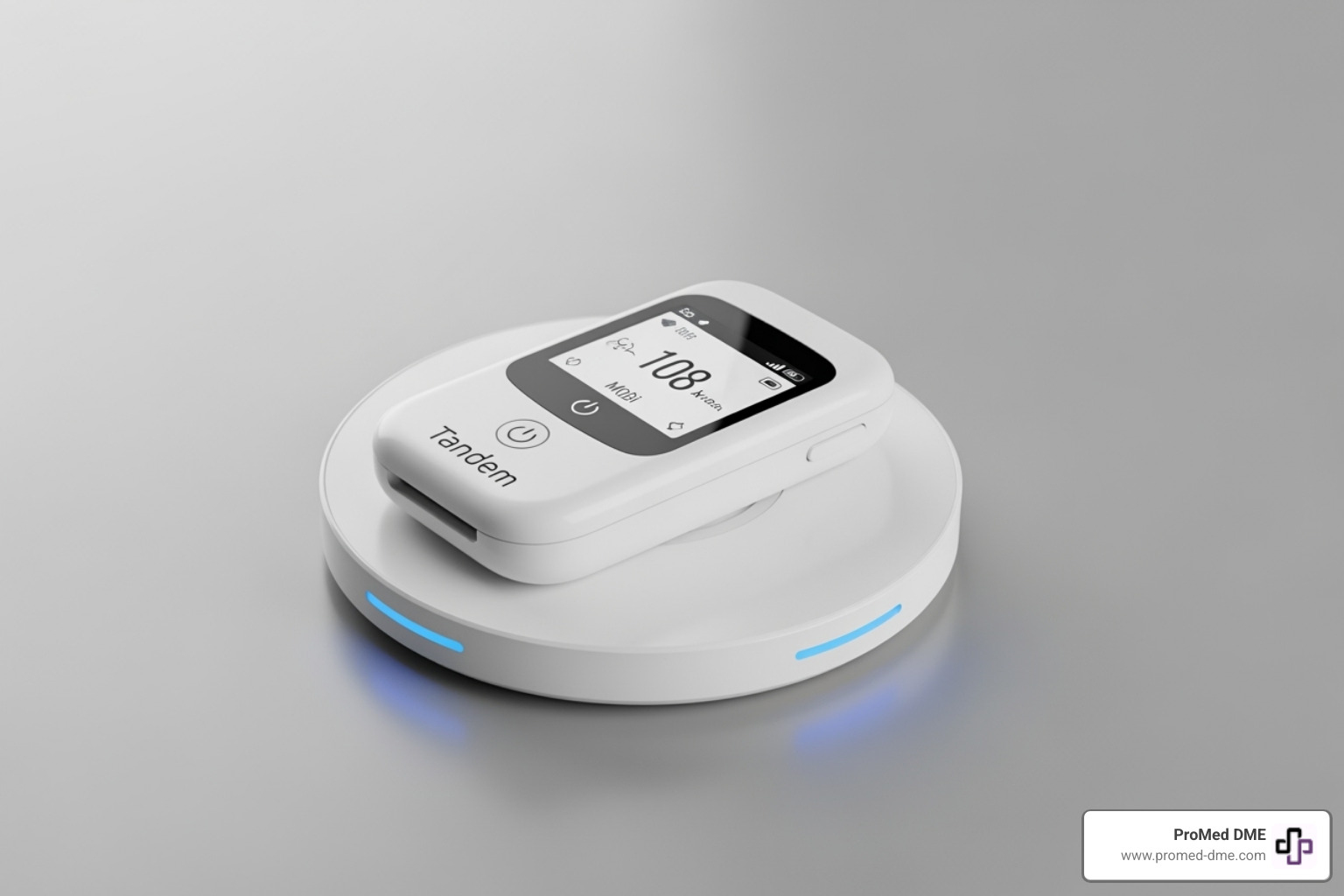 Tandem Mobi on its wireless charging pad, demonstrating its inductive charging capability - tandem mobi pump picture