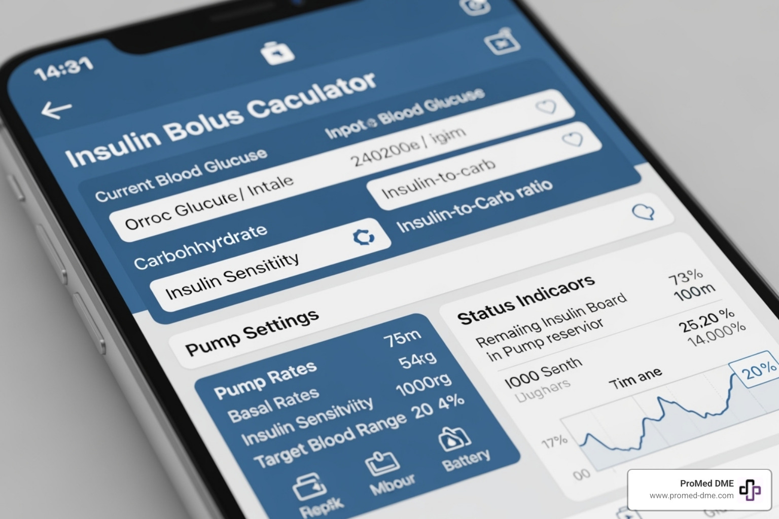 Tandem t:connect mobile app interface showing a bolus calculation, settings, and pump status on a smartphone screen - tandem mobi pump picture
