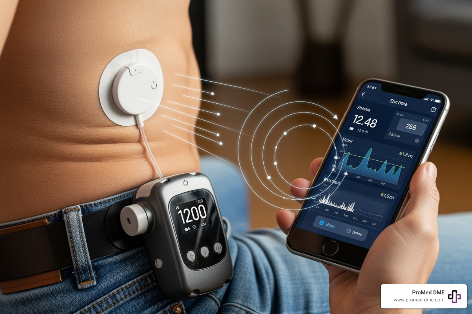 communication between a CGM sensor, an insulin pump, and a smartphone - how insulin pump therapy works