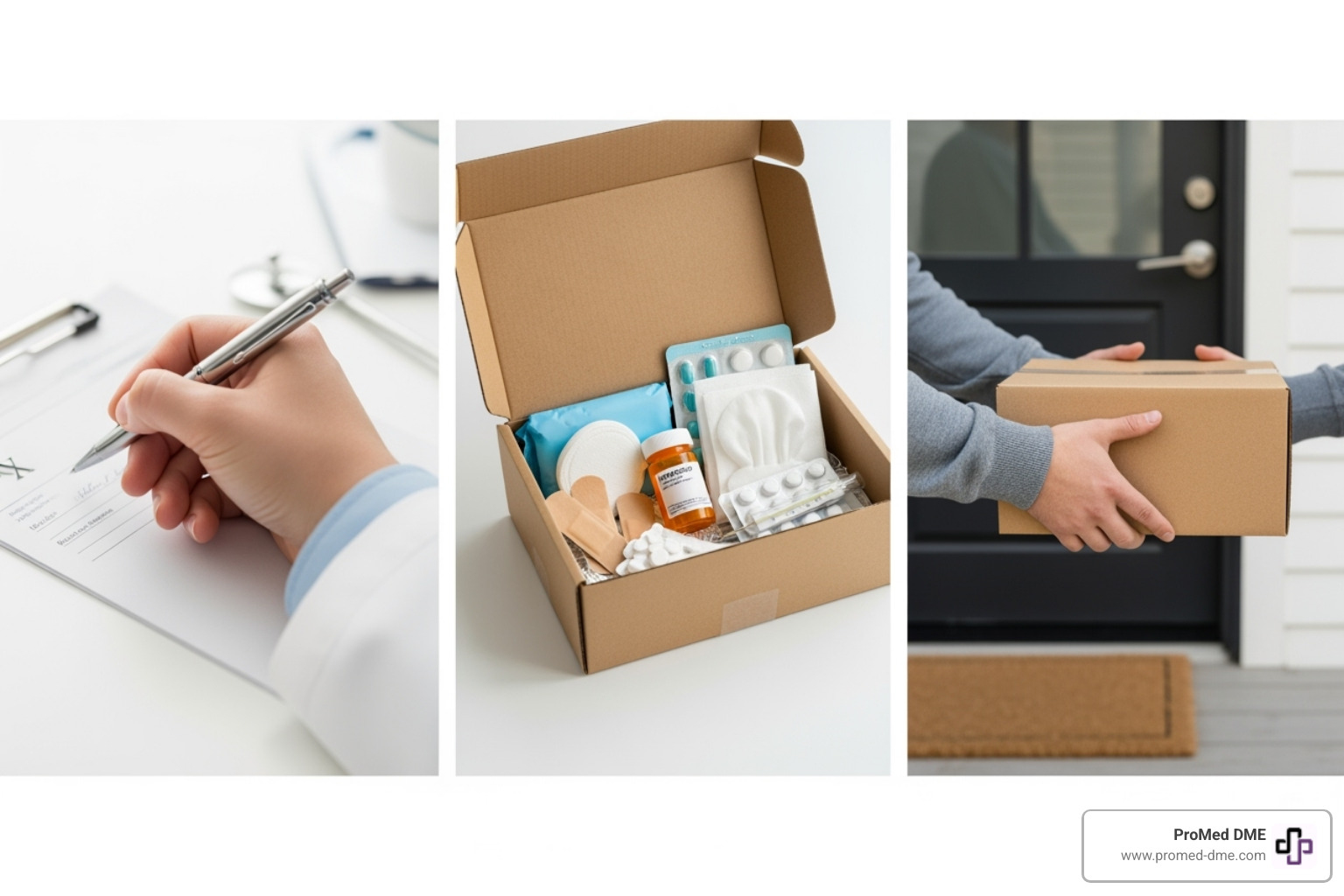 A flowchart showing the medical supply order process from doctor to delivery - Medical supplies delivered