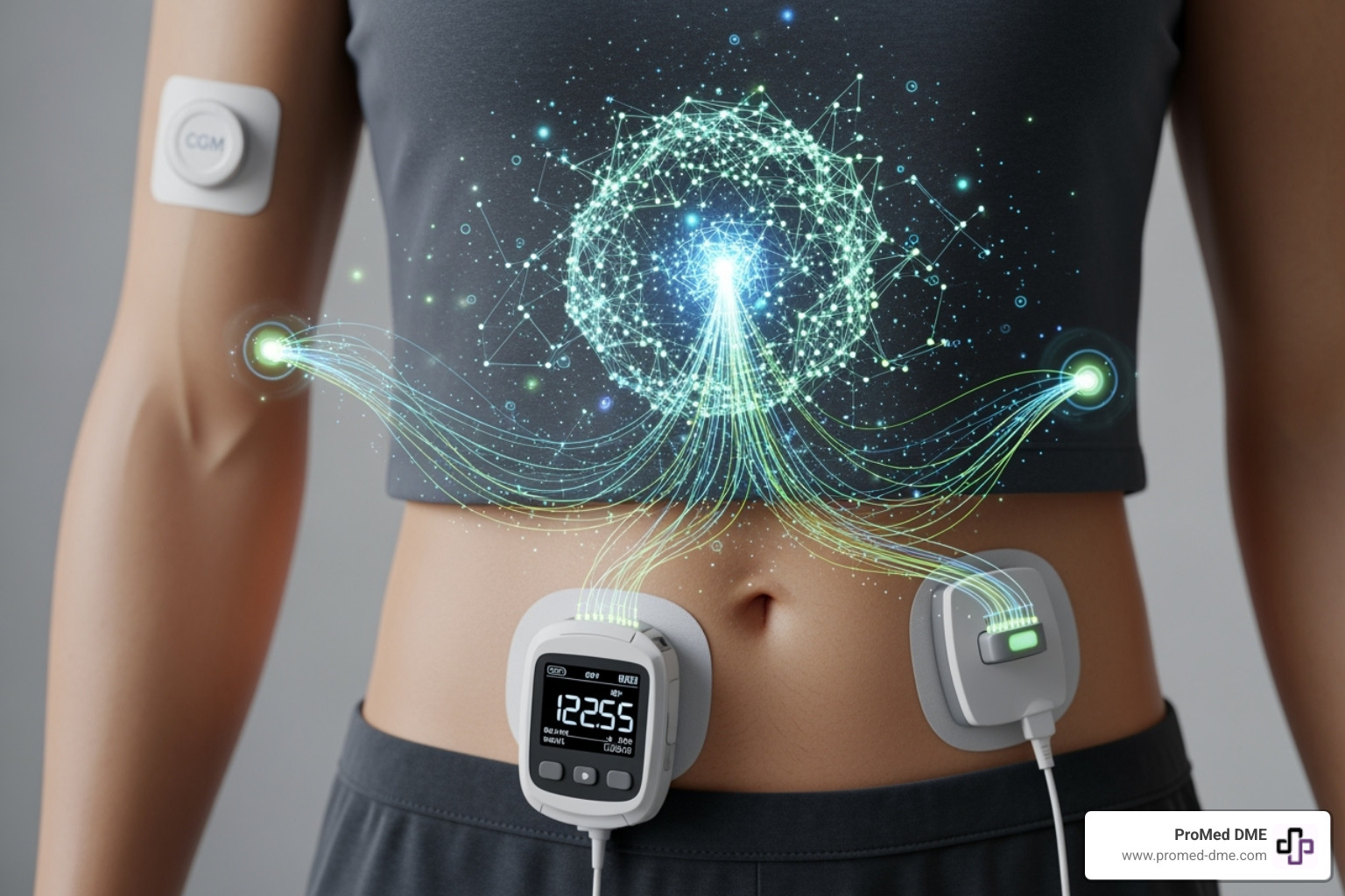 concept of a closed-loop system with a pump, CGM, and algorithm working together - insulin pump comparison chart