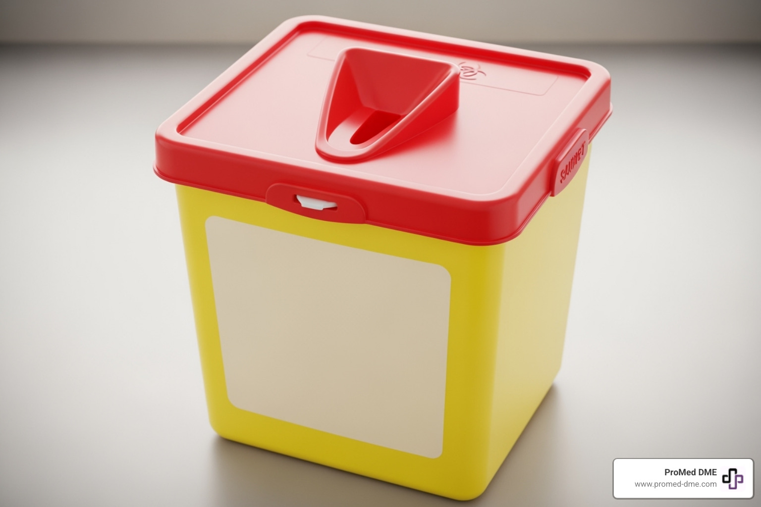 An approved sharps disposal container - sterile insulin syringes