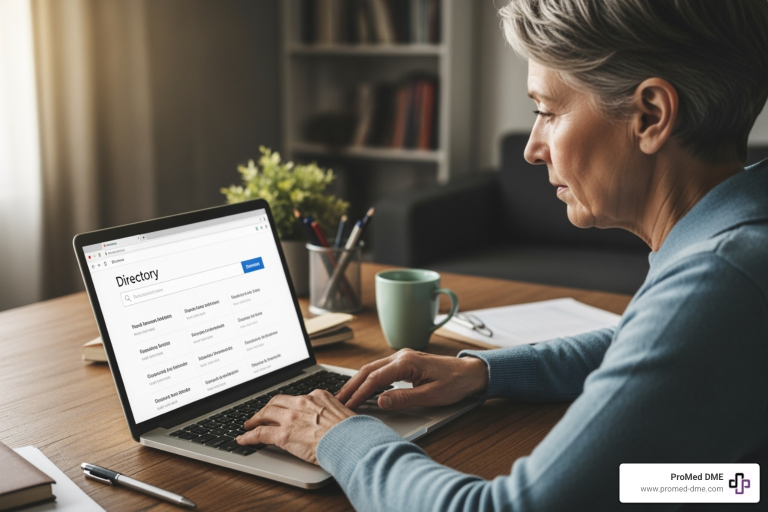 Person using a laptop to search on the Medicare.gov supplier directory website - dme provider