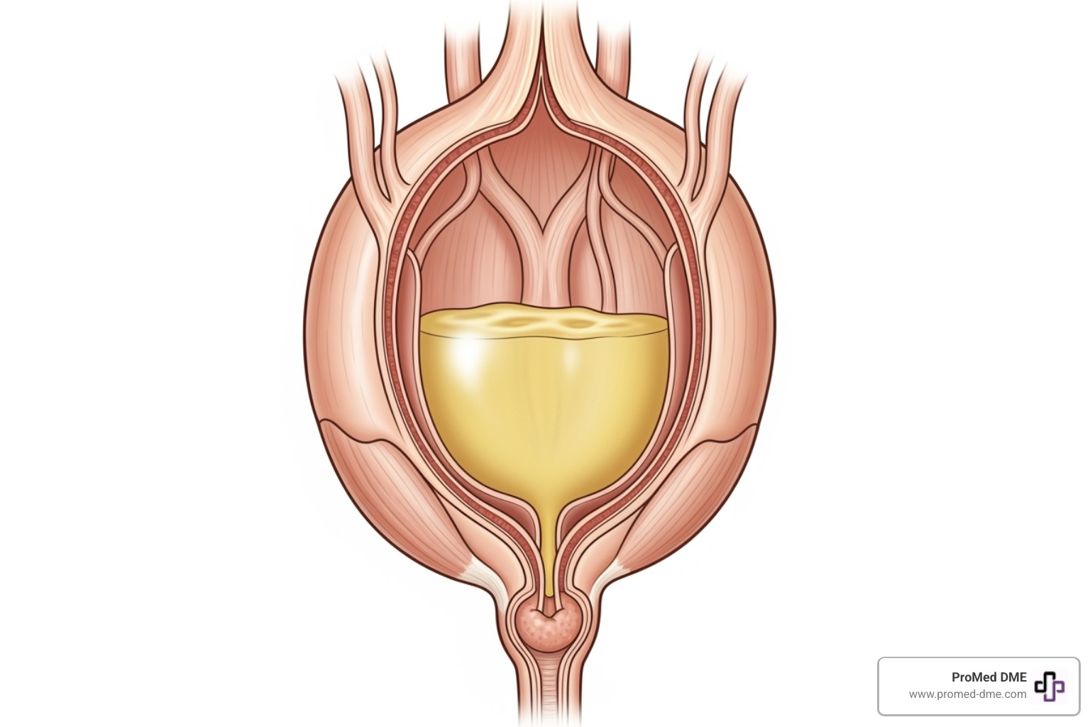 Illustration of a bladder with urinary retention, showing residual urine - what is bph Illustration of a bladder with urinary retention, showing residual urine - what is bph