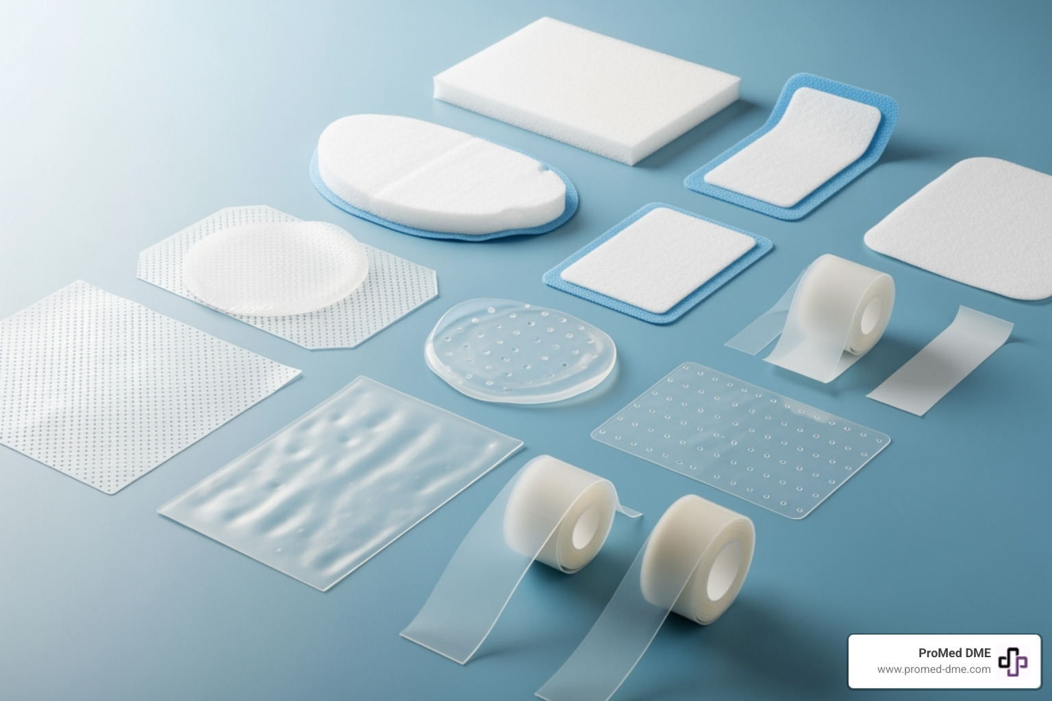 Image showing a variety of silicone dressing shapes and types - soft silicone dressing Image showing a variety of silicone dressing shapes and types - soft silicone dressing