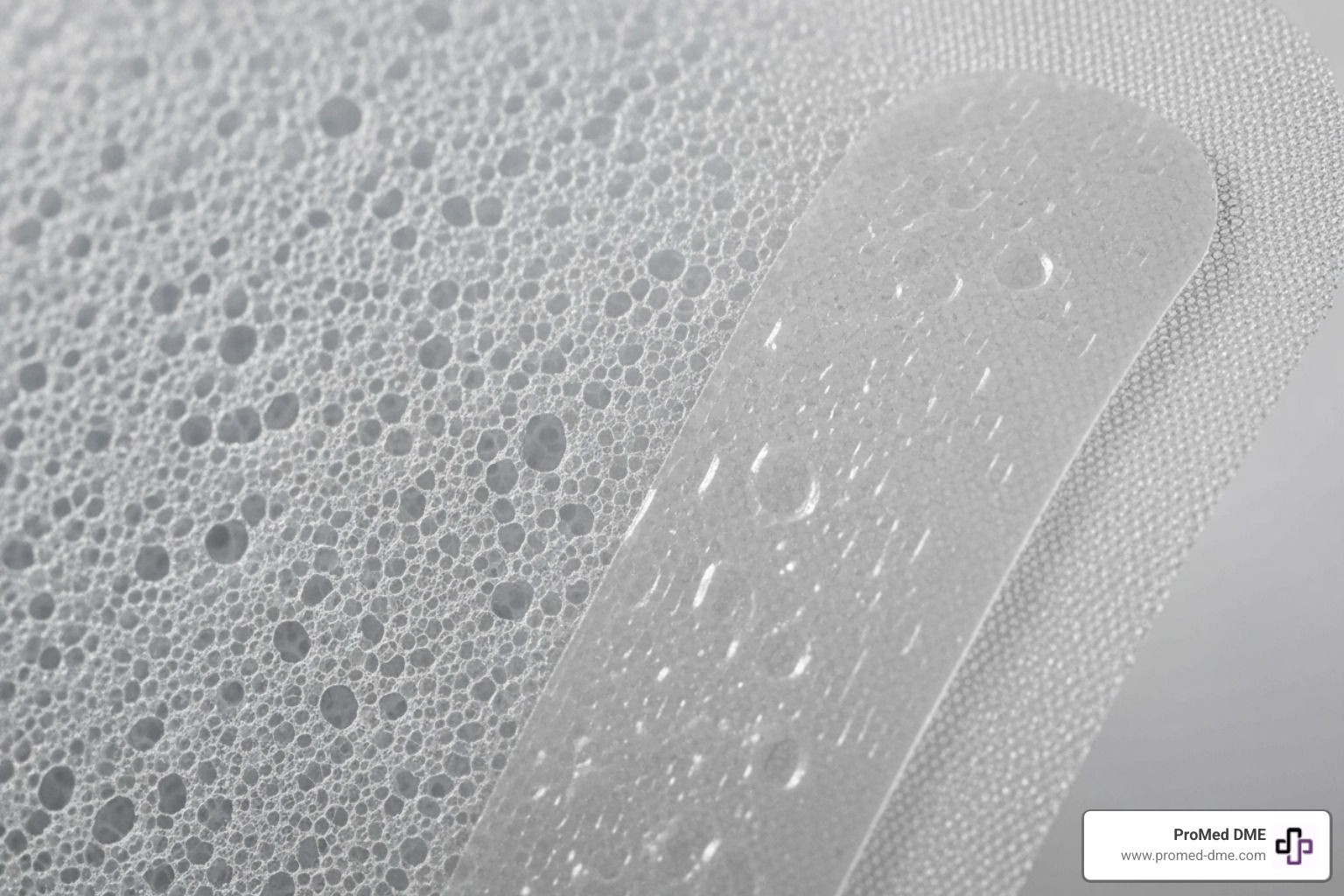 Close-up of silicone foam dressing texture - Silicone foam dressing Close-up of silicone foam dressing texture - Silicone foam dressing