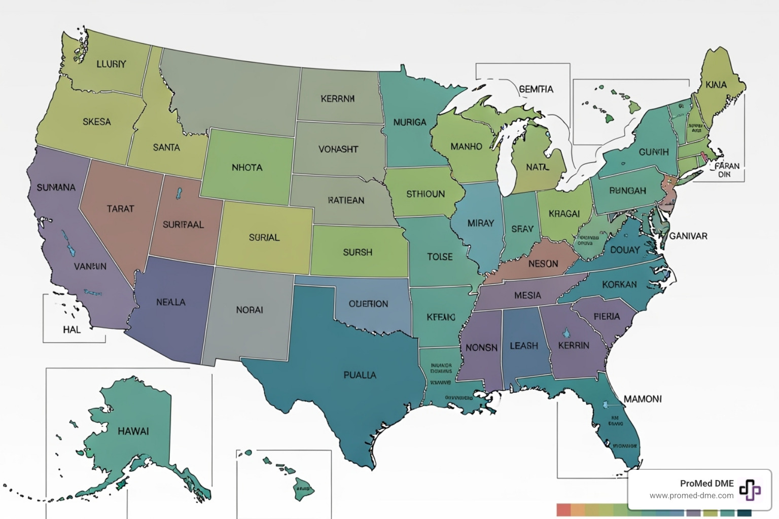 A map of the United States highlighting different states - does medicaid cover cpap supplies