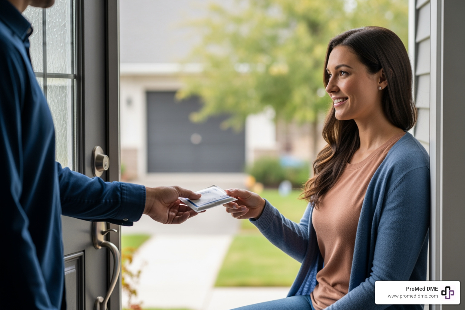 A person receiving a prescription delivery package at their front door - where to get prescriptions A person receiving a prescription delivery package at their front door - where to get prescriptions