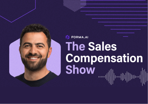 Portrait of a smiling man with short dark hair and beard next to text 'FORMA.AI The Sales Compensation Show' on a dark purple background.