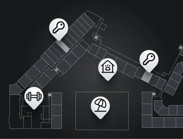 Engrain interactive property map showing amenities, unit, and other locations