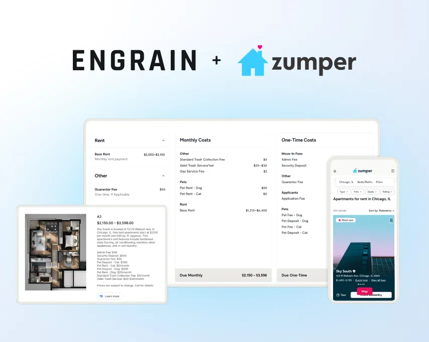 Zumper and Engrain Partner to Simplify Fee Transparency Across the Renter Discovery Journey