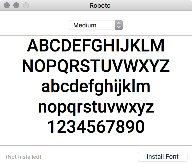 Install Roboto font screenshot