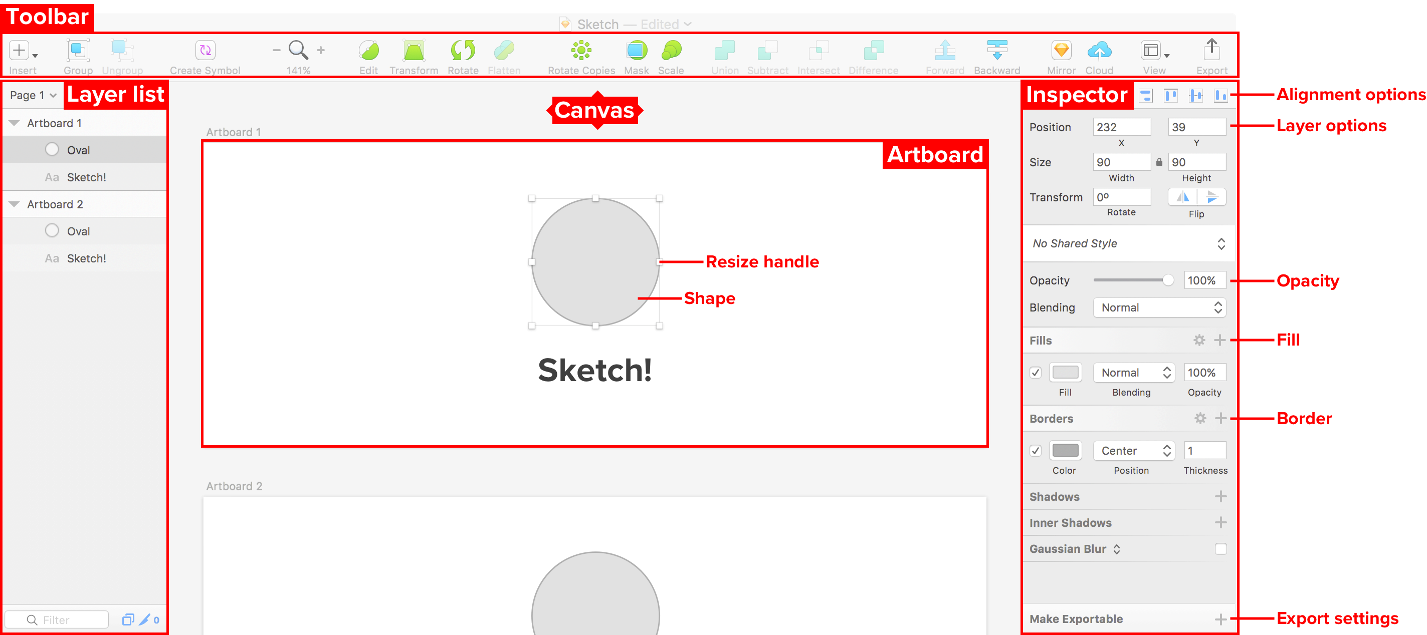 Sketch interface diagram