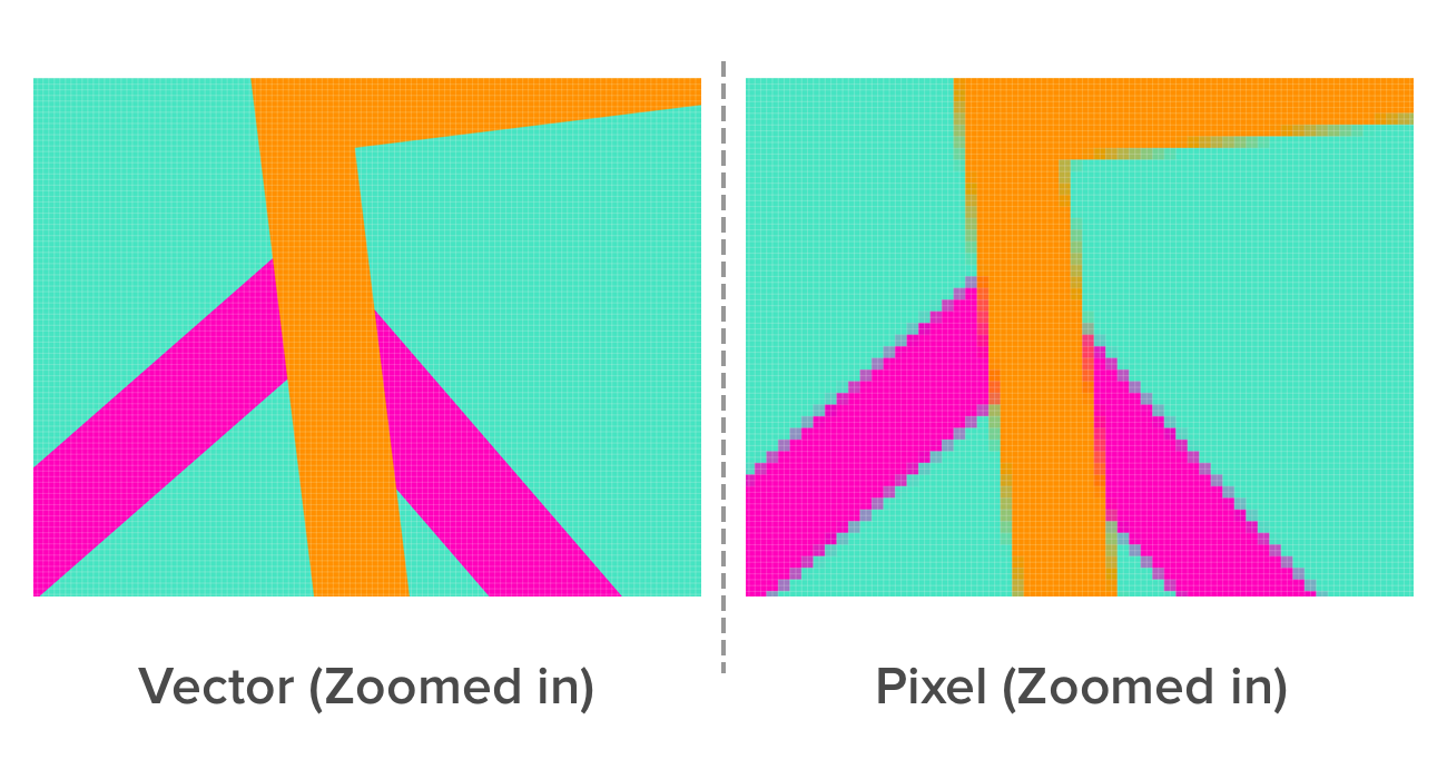 Compare vector and pixel images - zoomed in