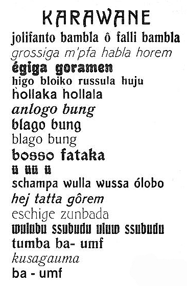 Hugo Ball’s poem Kariwane