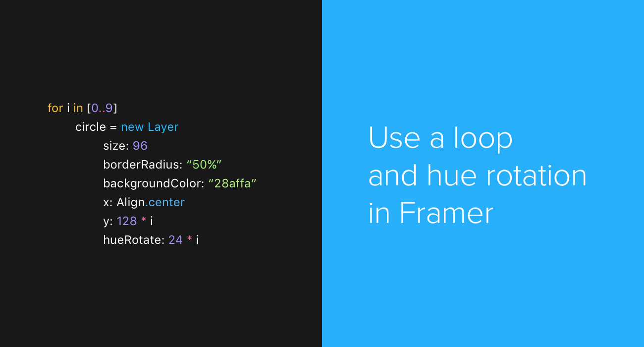 Use a loop and hue rotation in Framer