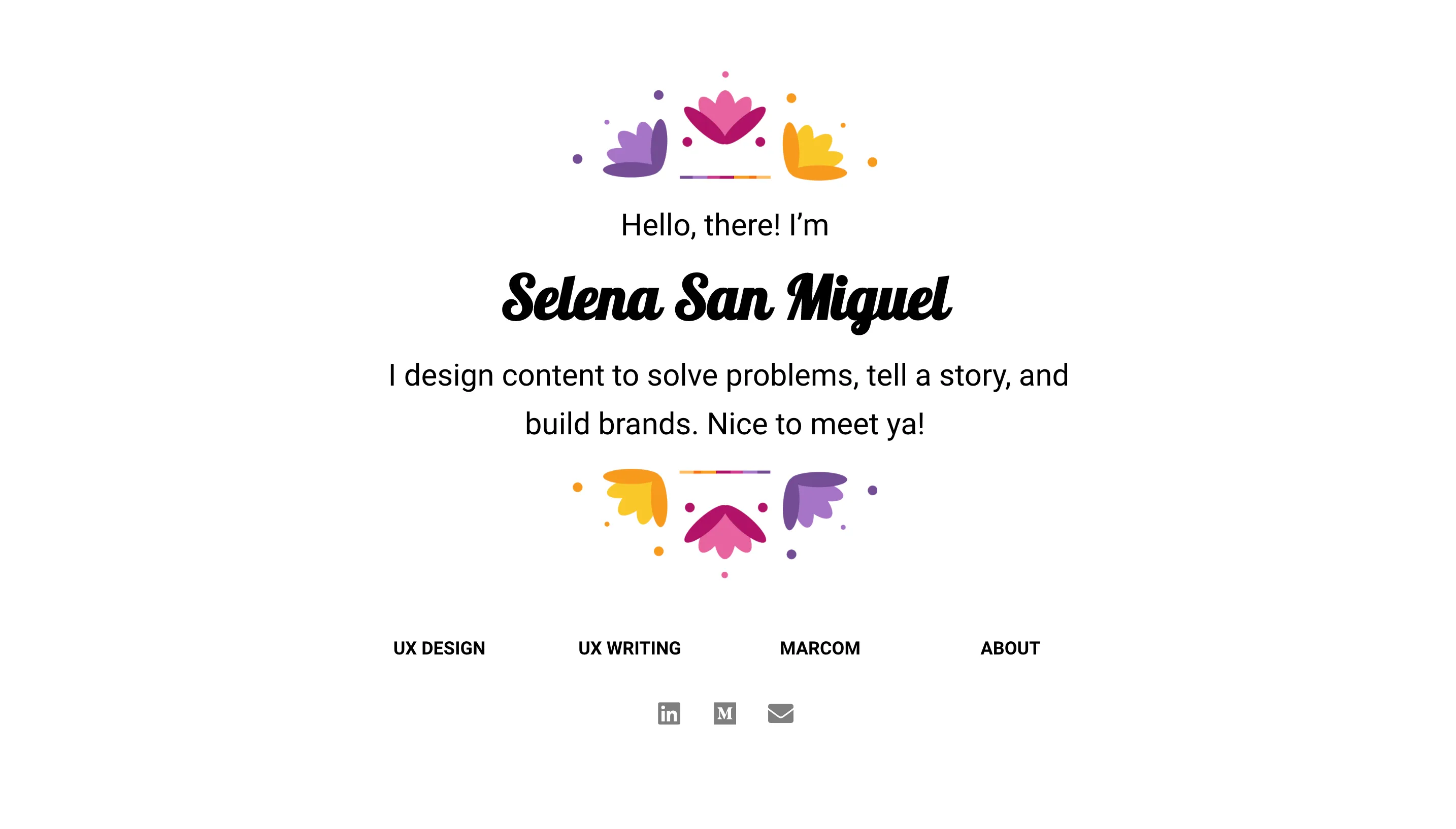 A screenshot from the portfolio of Selena San Miguel.