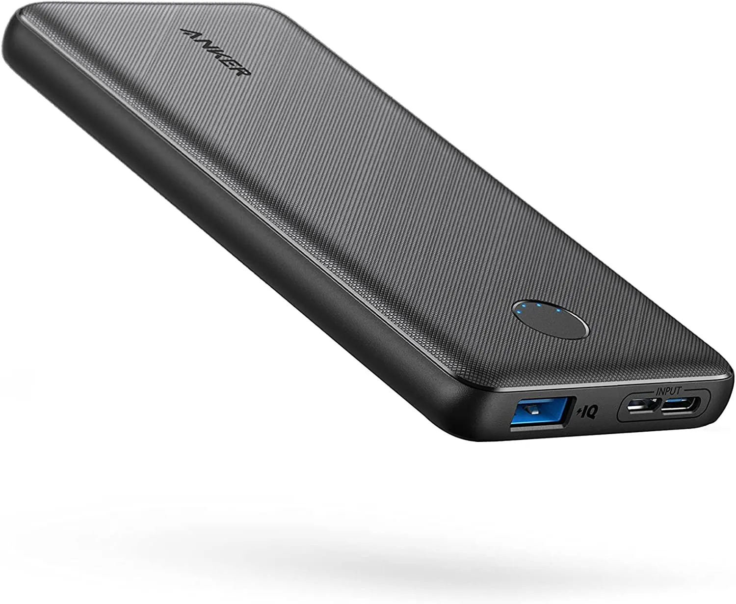 An image of a black Anker portable battery for phones.