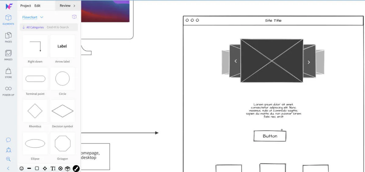 A screenshot of the Mockflow interface for UX designers