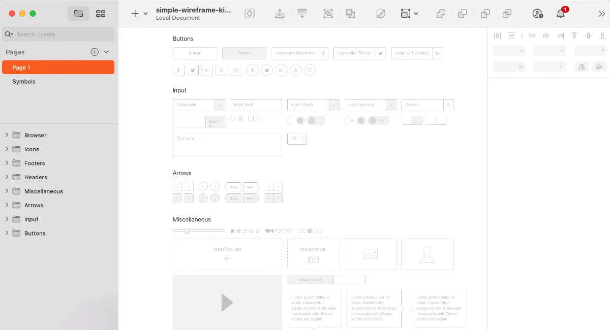 A screenshot of Sketch, one of the best UX design tools