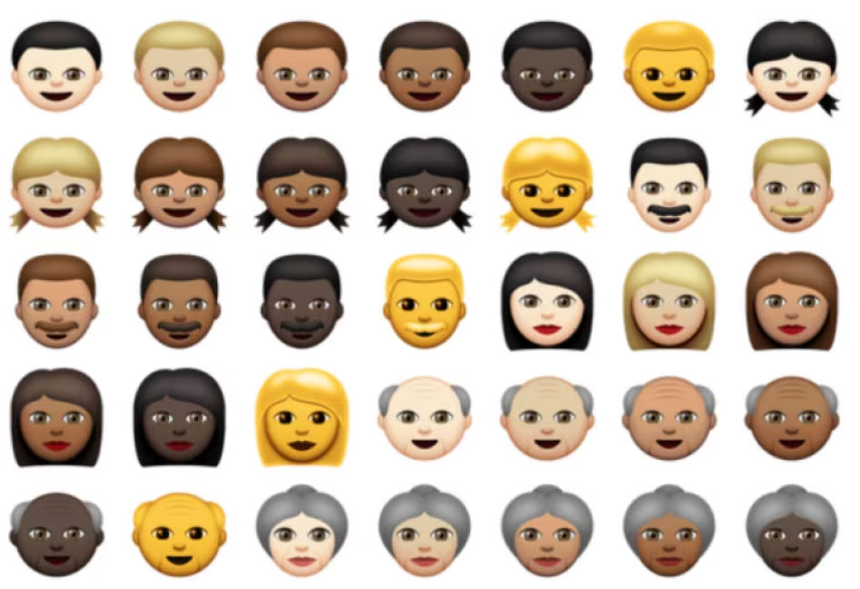 This is a picture of a diverse set of emoji faces.