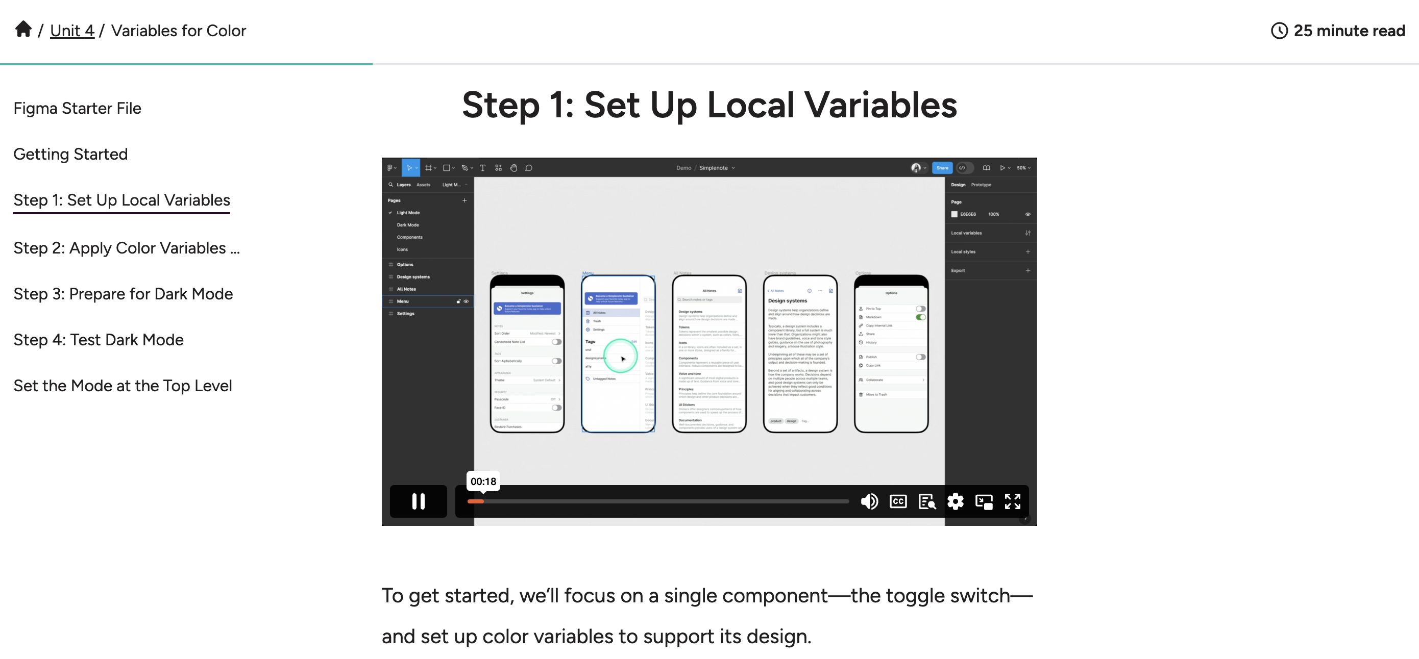 Screenshot of Advanced Figma course interface. 