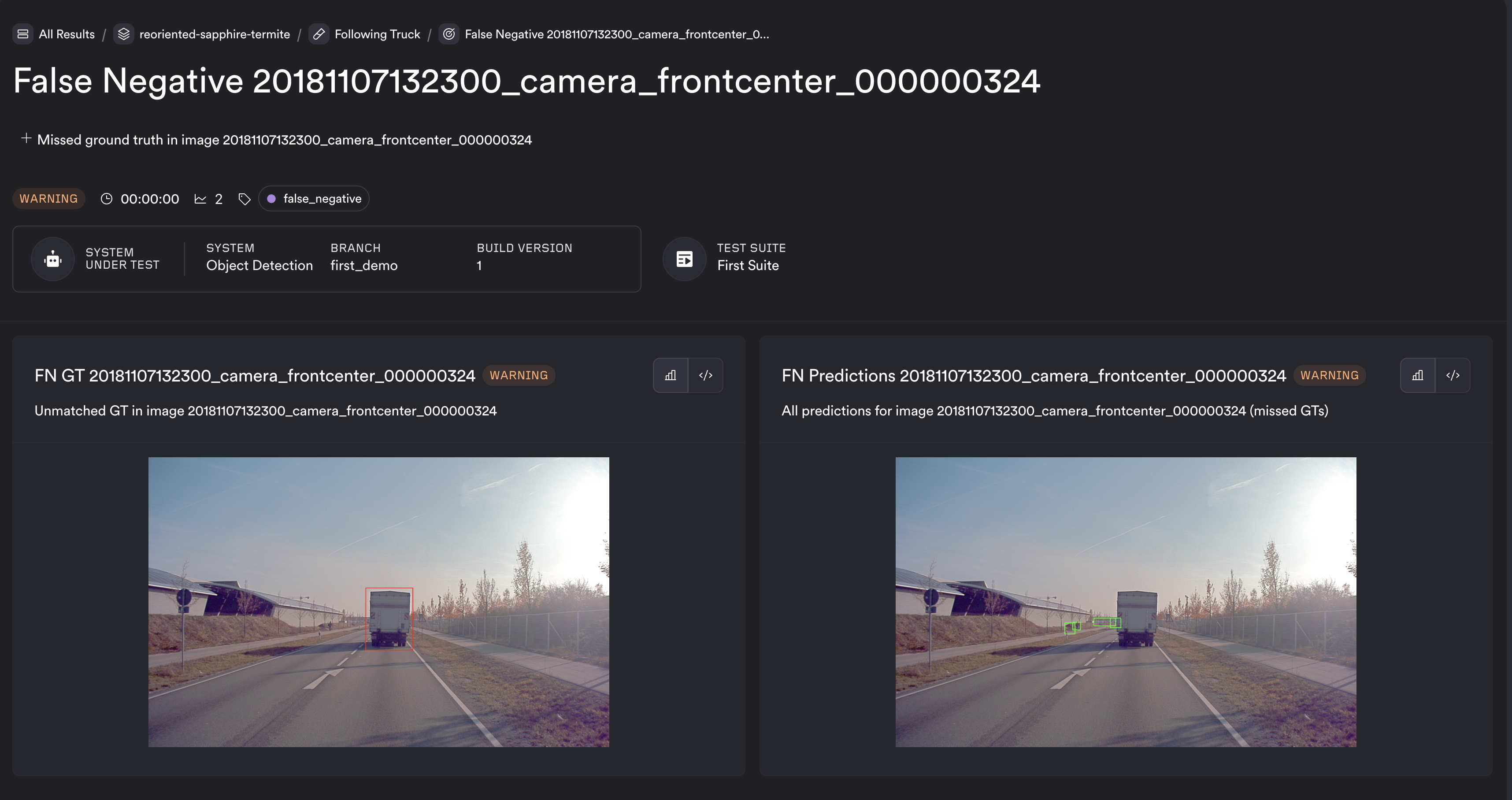 This view includes photos of the false negative events