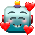 robot similing face hearts emoji
