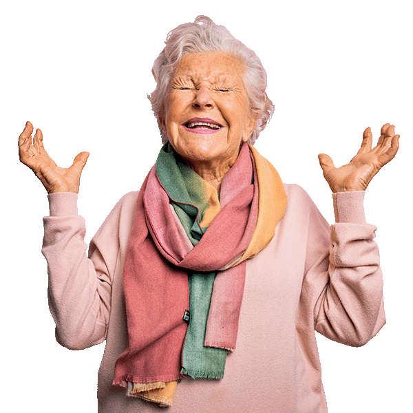 Female senior posing happily