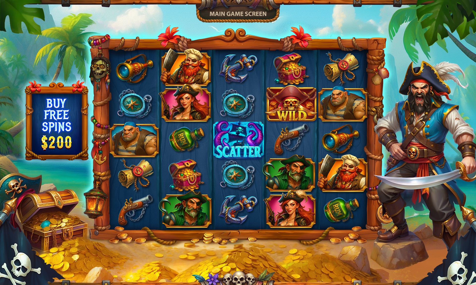Pirates Treasures slot artwork — ArtHouseLabs