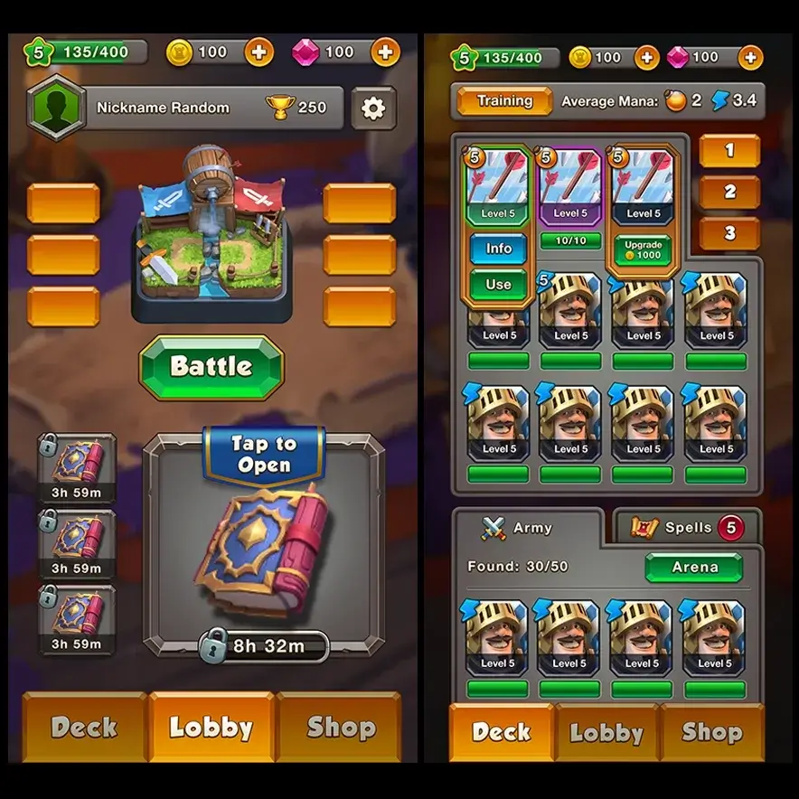 Fantasy Battle Game UI