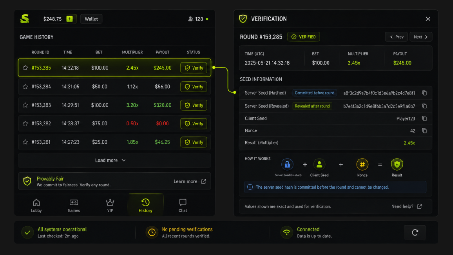 Connect Verification to Round History - ArtHouseLabs