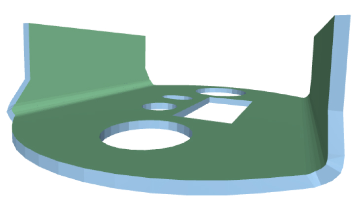 a 3D model of a part with each face of the part a different color