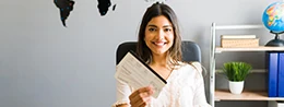 photo woman holding tickets