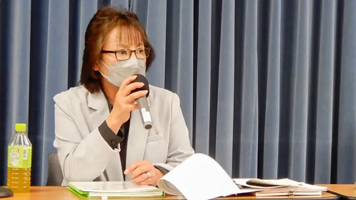 文科省で記者会見する森田代表（2022年10月、撮影：秦さわみ）