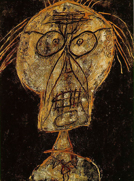 DUBUFFET JEAN +1985　Grand Maitre of The Outside, 1947 Private collection©ADAGP, Paris & JASPAR, Tokyo, 2023 G3108この作品の作者であるジャン・デュビュッフェは、正統な美術教育を受けていない子どもや精神科の患者、服役囚などのアートからインスピレーションを得ていた