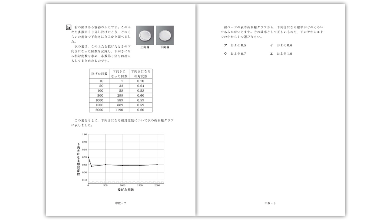 14年度の問題と比較して改善がみられたデータを活用した確率の問題