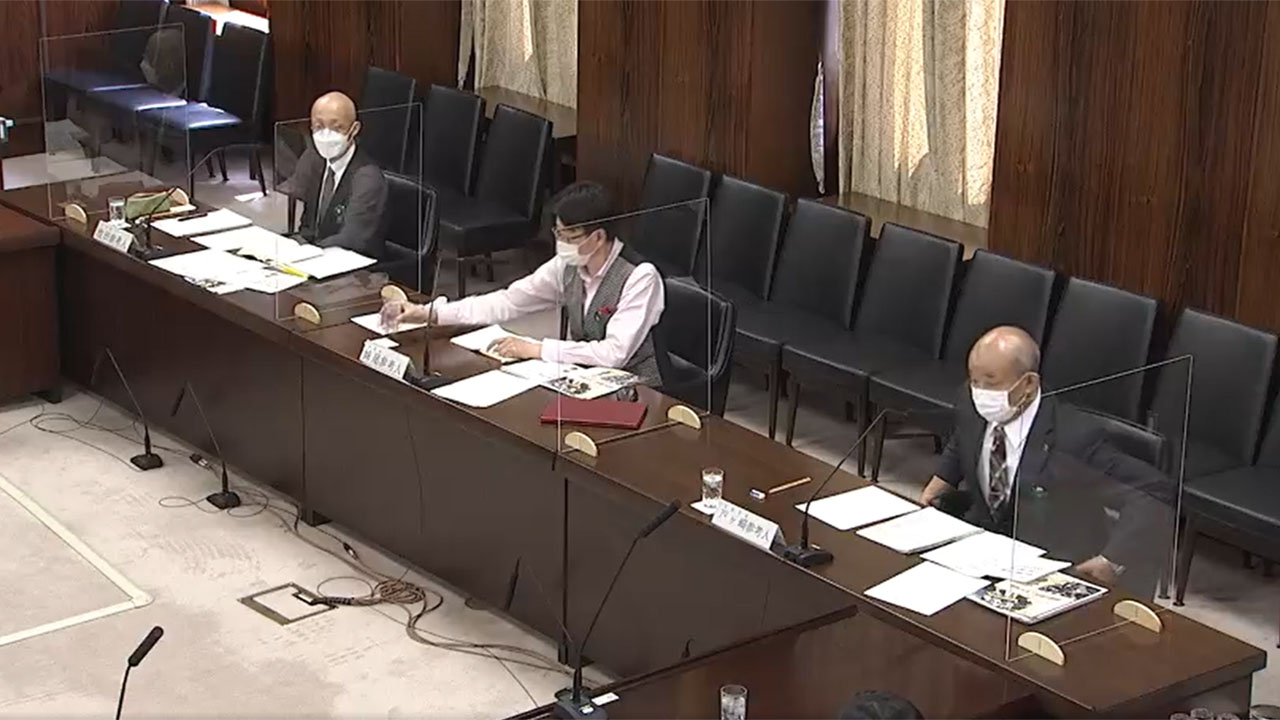 参議院文科委員会で意見陳述を行う参考人（参議院インターネット中継）