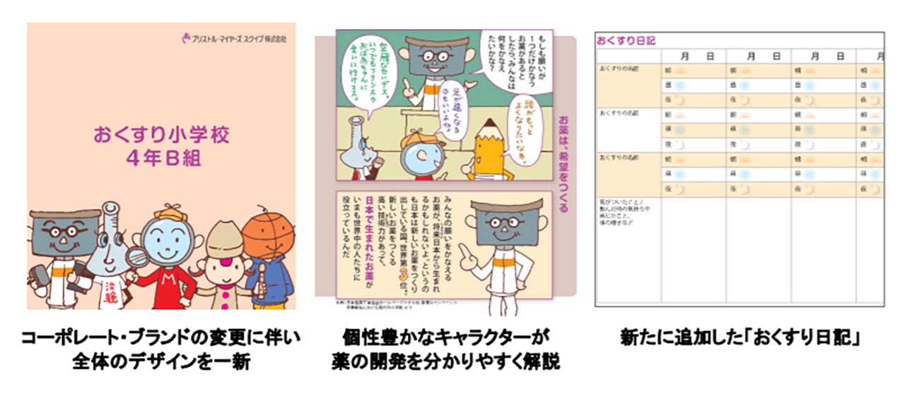 「おくすり小学校4年B組」のリニューアルページ（ブリストル・マイヤーズスクイブ提供）