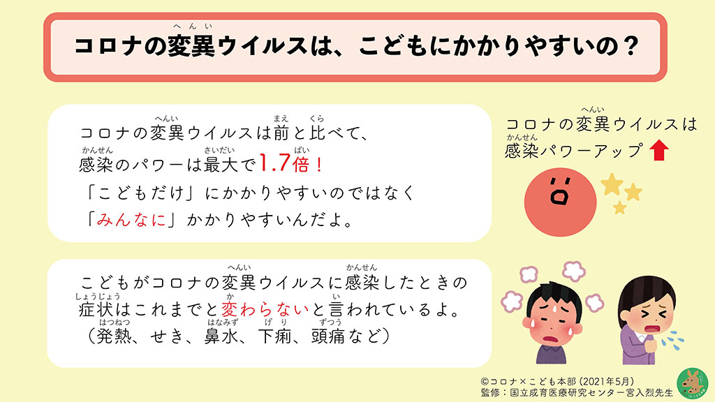 変異株の知識について子供向けに分かりやすく解説した資料