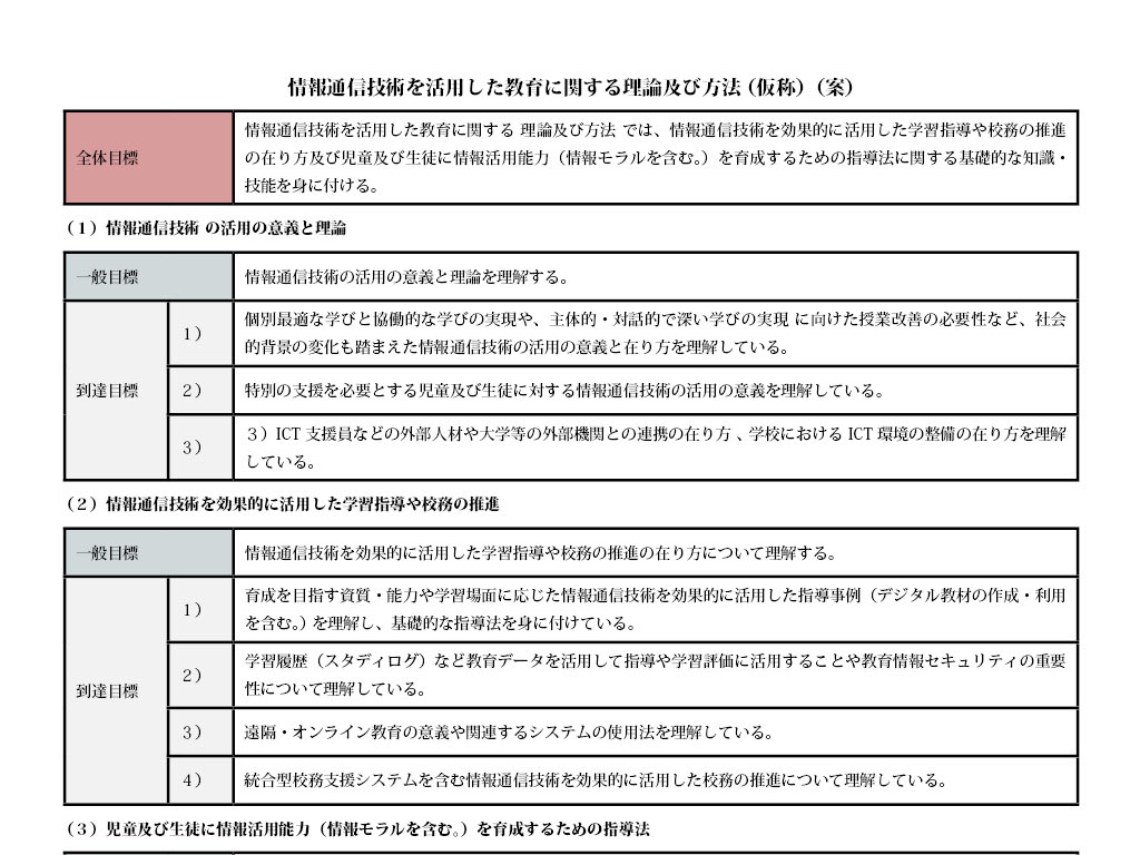 ICT活用へコアカリキュラム案 教職課程に22年度導入