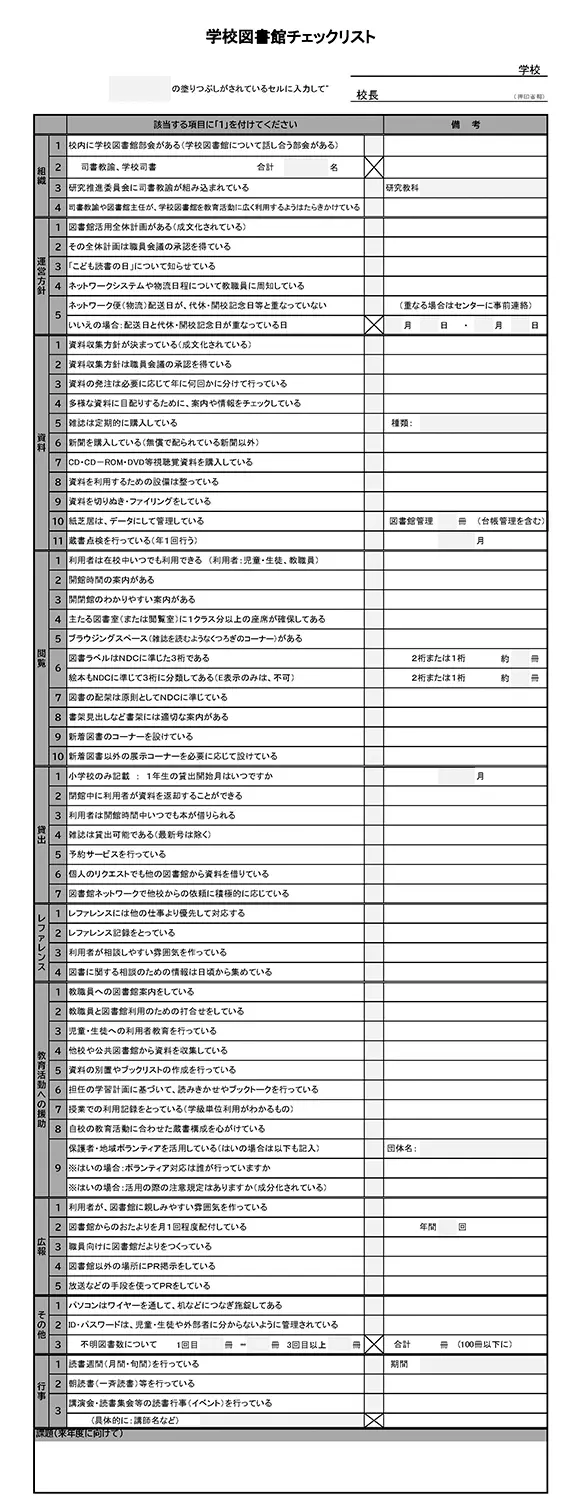 資料1/学校図書館チェックリスト