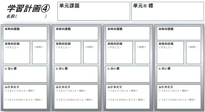 図2　４時間の単元のレギュレイトフォーム例