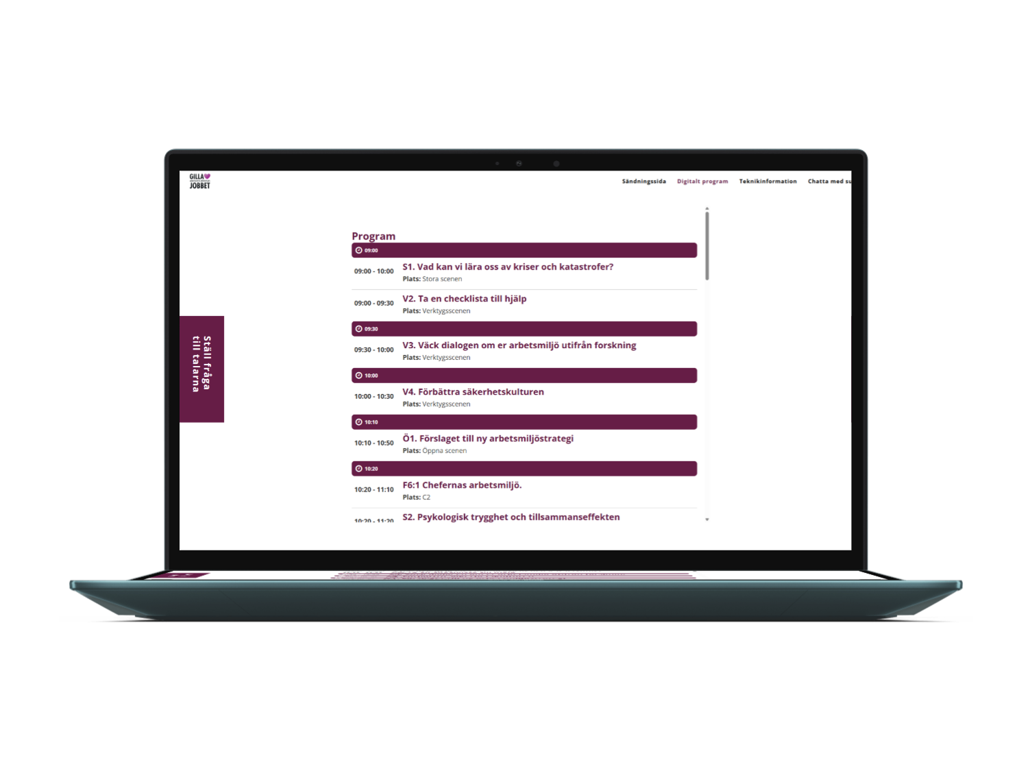 A computer with an event page from the event